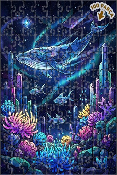 Teona Ahşap لغز خشبي بتصميم الحيتان الكريستالية والحياة البحرية الملونة بمظهر...