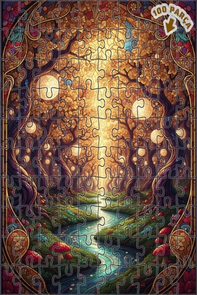 Teona Ahşap لغز خشبي بإطار مزدوج الطبقات بمظهر لوحة زيتية ساحرة للغابة، 100 ق...