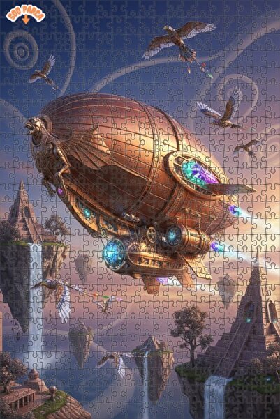 Teona Ahşap Mysterious Airship Double-Decker Framed Wooden Puzzle 500 Pieces ...