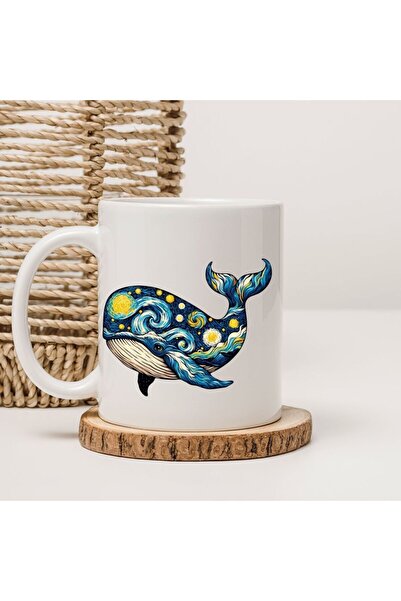 kubdekor Van Gogh Designed Whale Printed Mug