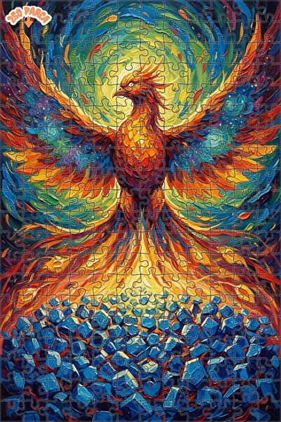 Teona Ahşap لغز خشبي بمظهر لوحة زيتية لطائر الفينيق المشتعل 250 قطعة 30×30