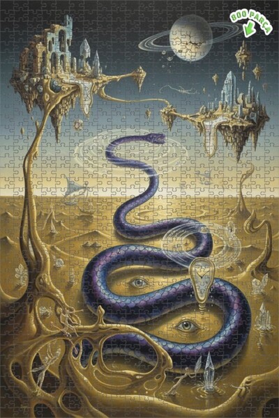 Teona Ahşap لغز خشبي على شكل مدينة الضفدع المفقودة بمظهر لوحة زيتية سريالية 8...