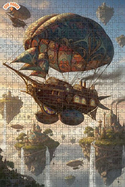 Teona Ahşap لغز خشبي بإطار مزدوج الطبقات بتصميم قلعة السماء وسفينة هوائية بخا...