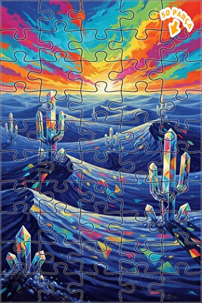 Teona Ahşap لغز خشبي بإطار مزدوج الطبقات بمظهر لوحة زيتية لغروب الشمس في الصح...