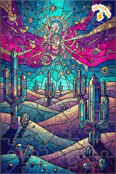 Teona Ahşap لغز خشبي بإطار مزدوج الطبقات بمظهر فسيفساء زجاجية من كريستال واحة...