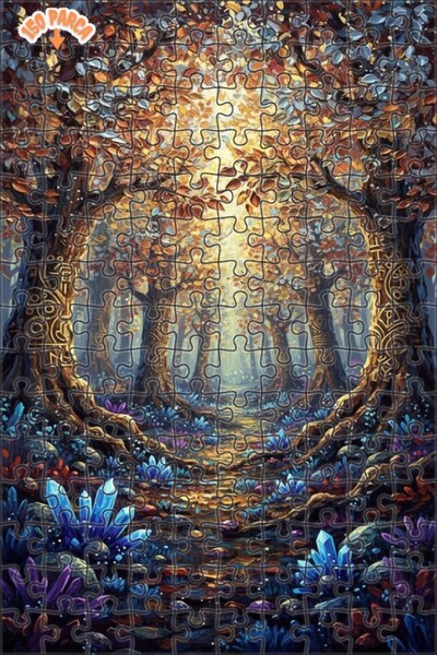 Teona Ahşap Mysterious Forest Road Oil Painting-Looking Art Double Layer Fram...