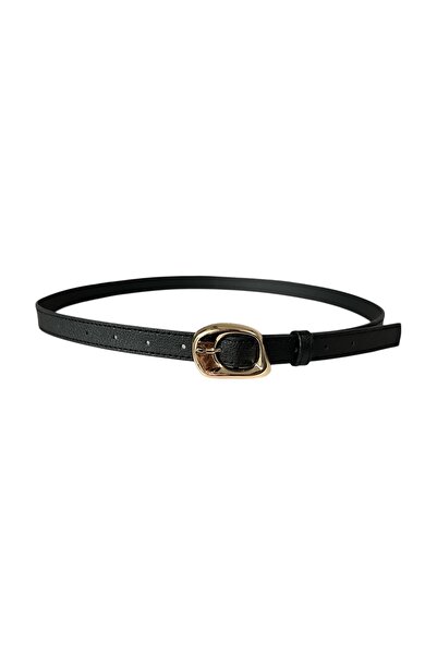 stravis Золотий асиметричний ремінь чорного кольору з пряжкою