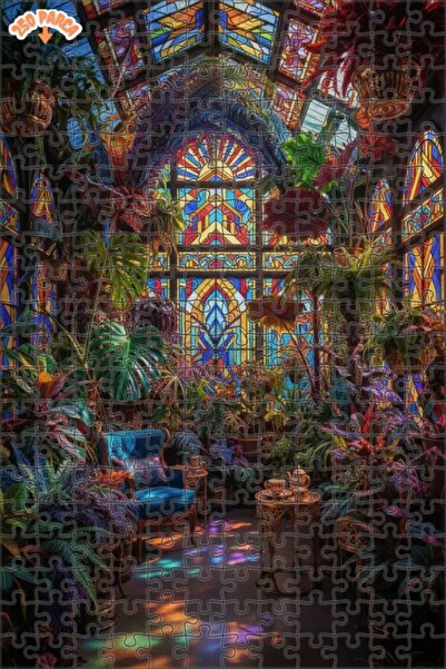 Teona Ahşap لغز خشبي بتصميم فسيفساء زجاجية عالمية من كورال دريم 50 قطعة 15×25