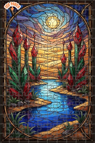 Teona Ahşap لغز خشبي بإطار مزدوج الطبقات بمظهر الألوان المائية لصحراء الكريست...