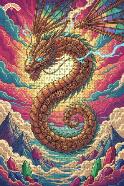 Teona Ahşap لغز خشبي مؤطر بطبقتين من آرت دراغون بخار 1000 قطعة 70x50