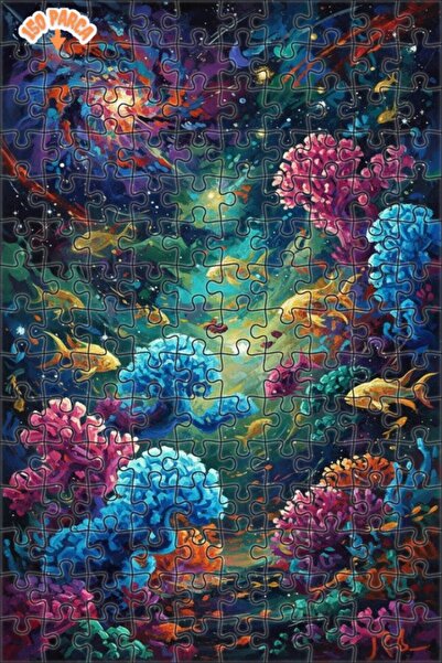 Teona Ahşap لغز خشبي بمظهر لوحة زيتية لصخور المرجان في المجرة 150 قطعة 20×30