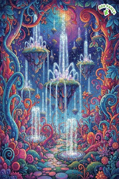 Teona Ahşap لغز خشبي مؤطر بطبقتين من الألوان المائية الملونة لعالم الشلالات ا...