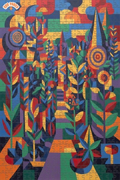 Teona Ahşap Geometric Garden Art Double Layer Framed Wooden Puzzle 500 Pieces...