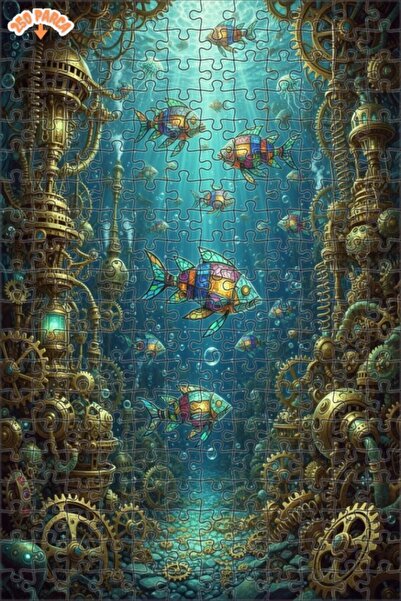 Teona Ahşap لغز خشبي بإطار مزدوج الطبقات من Steampunk Fishes 250 قطعة 30x30