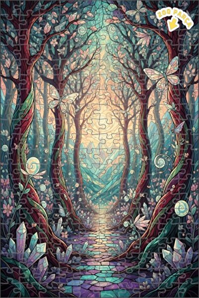 Teona Ahşap لغز خشبي مؤطر بطبقتين بتصميم فن الفراشة الكريستالية في الغابة الس...