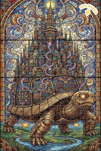 Teona Ahşap لغز خشبي مزين بالزجاج من عصر فيكتوريا في مدينة السلحفاة الكبيرة 2...