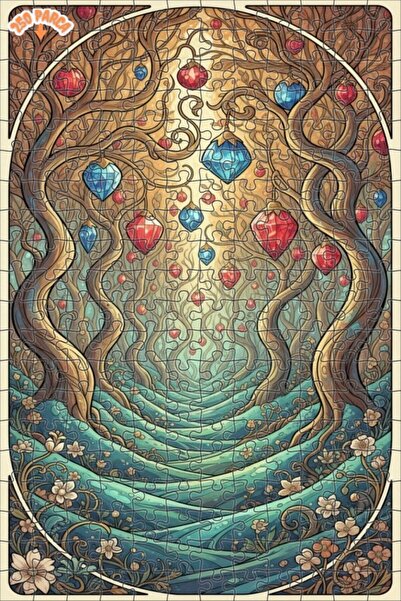 Teona Ahşap لغز فني بمظهر الغابة الكريستالية الغامضة بتأثير الألوان المائية 2...