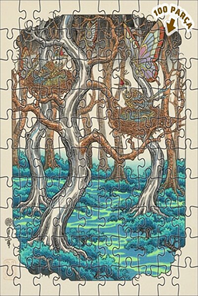 Teona Ahşap لغز فني على شكل طيور الغابة السحرية وفراشات بمظهر اللوحات الزيتية...