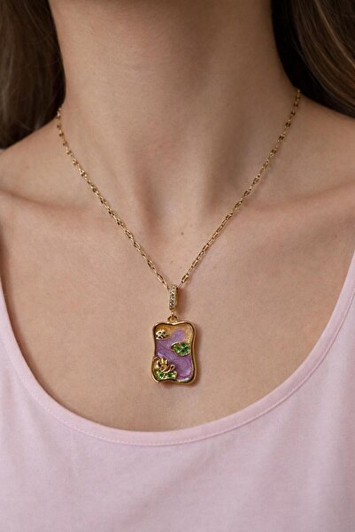 GÜLNAR BİJUTERİ Vintage Table Pendant Mineral Design 316L Steel