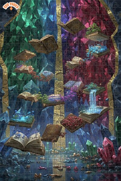 Teona Ahşap ألغاز خشبية مؤطرة على شكل كتب طائرة من الكريستال، 500 قطعة، 50×30