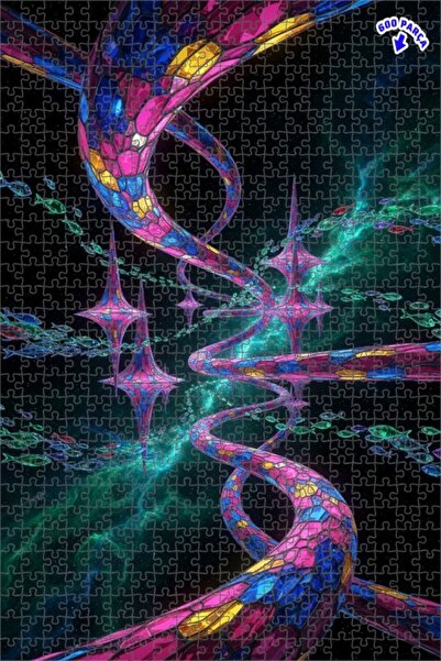 Teona Ahşap لغز فني من الفسيفساء الزجاجية الملونة على شكل حلزون الحمض النووي ...