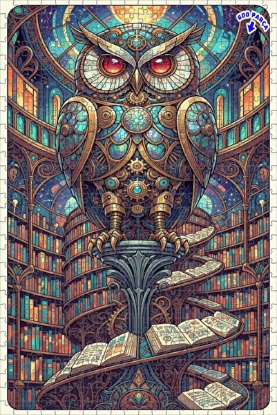 Teona Ahşap لغز خشبي مؤطر بطبقتين على شكل بومة الحكمة الغامضة 600 قطعة 50×35