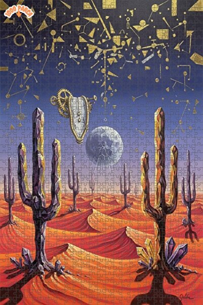 Teona Ahşap لغز خشبي بمظهر لوحة زيتية يشبه الكريستال الصحراوي والساعة الفضائي...