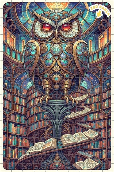 Teona Ahşap لغز خشبي مؤطر بطبقتين على شكل بومة الحكمة الغامضة 200 قطعة 25×35