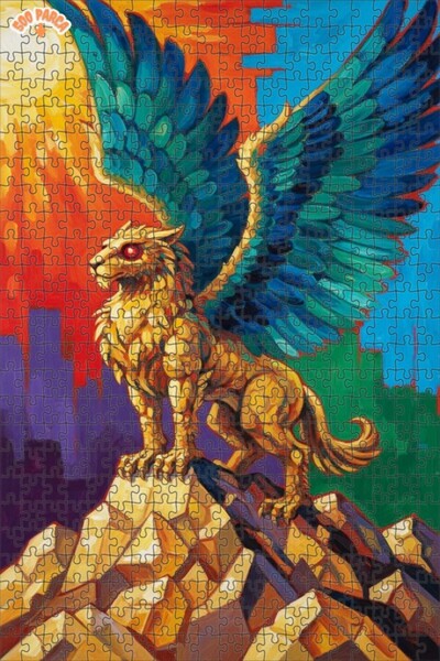 Teona Ahşap لغز خشبي بإطار مزدوج الطابق على شكل جريفين ذو أجنحة 500 قطعة 50x30