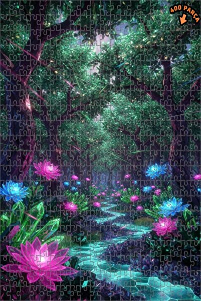 Teona Ahşap لغز خشبي مؤطر بطبقتين من الغابة الكريستالية الغامضة 400 قطعة 35x35