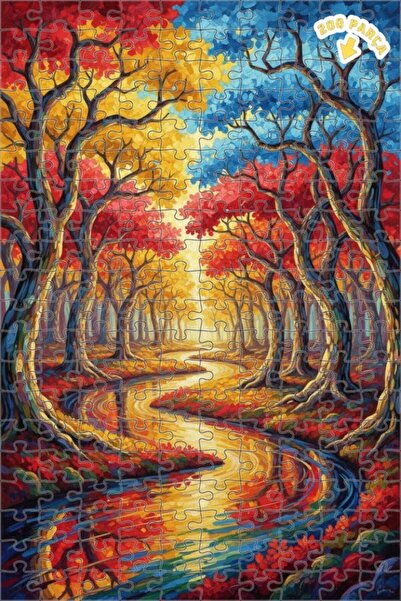 Teona Ahşap لغز خشبي بمظهر لوحة زيتية لجبل الغابة السحرية 200 قطعة 25×35