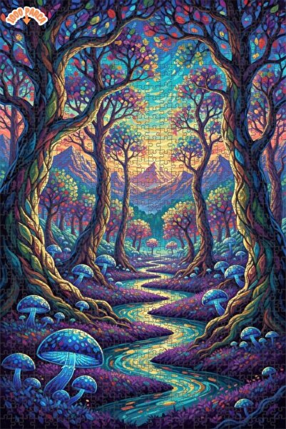 Teona Ahşap لغز خشبي مؤطر بطبقتين من ماركة ماجيكال فورست ريفر 1000 قطعة 70x50