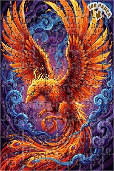 Teona Ahşap لغز خشبي مؤطر بطبقتين بمظهر لوحة زيتية لطائر الفينيق الغامض 100 ق...