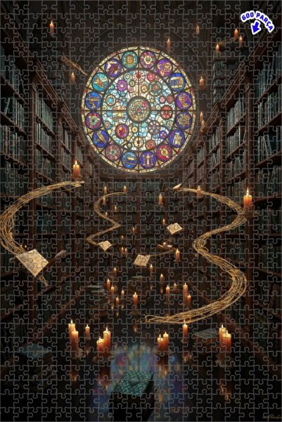 Teona Ahşap لغز فني بمظهر لوحة زيتية للمكتبة السحرية 600 قطعة 50×35