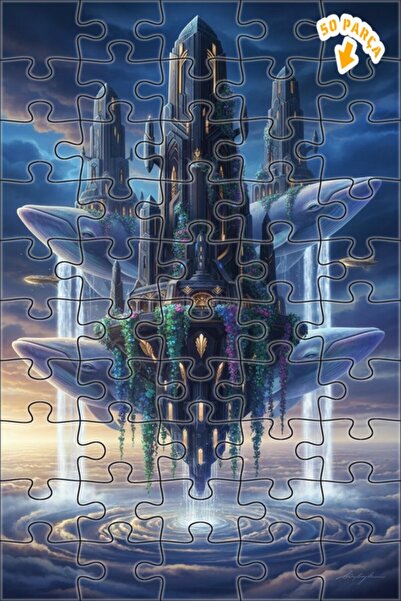 Teona Ahşap لغز خشبي رائع بإطار مزدوج الطبقات بتصميم قلعة السماء والحوتات الع...