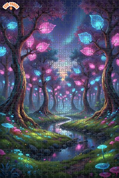 Teona Ahşap لغز خشبي بإطار مزدوج الطبقات بمظهر لوحة زيتية ساحرة للغابة، 500 ق...