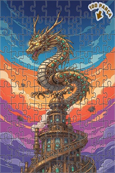 Teona Ahşap لغز خشبي ميكانيكي غامض على شكل تنين ذو طبقتين 100 قطعة 25x25