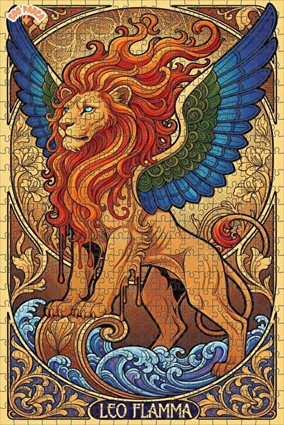 Teona Ahşap لغز فني خشبي بإطار مزدوج الطبقات بمظهر لوحة زيتية لأسد مجنح 500 ق...