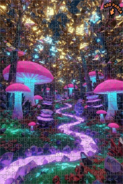 Teona Ahşap لغز خشبي مؤطر بطبقتين من الفن الرقمي لغابة الفطر السحرية 400 قطعة...