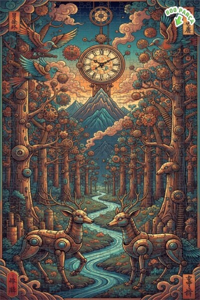 Teona Ahşap لغز خشبي بإطار مزدوج الطبقات من ميكانيكال غيكس أورانج، 800 قطعة، ...