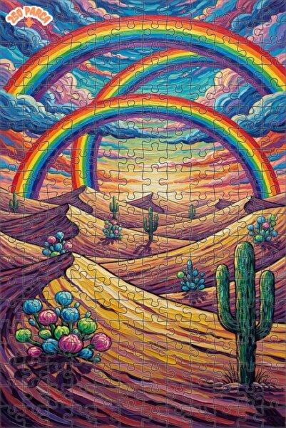 Teona Ahşap لغز فني بمظهر لوحة زيتية لرياح الصحراء قوس قزح 250 قطعة 30×30