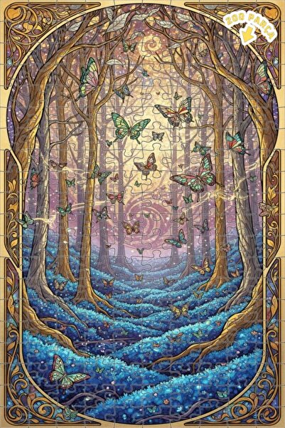 Teona Ahşap لوحة فنية بتأثير الزيت تصور فراشات الغابة السحرية 200 قطعة 25×35