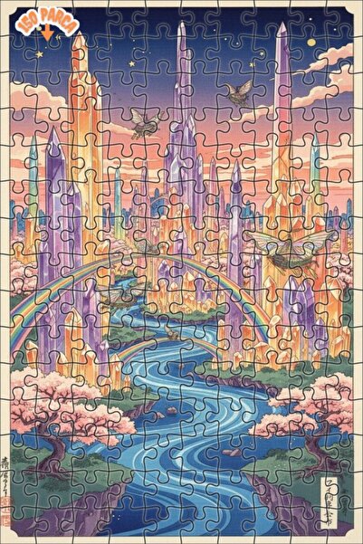 Teona Ahşap لغز خشبي بإطار ذو طابقين بمظهر لوحة زيتية من كريستال سيتي دريم 15...