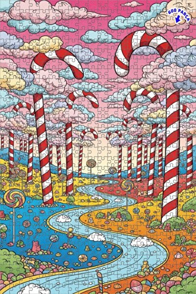 Teona Ahşap لغز خشبي مؤطر بطبقتين من فن القصص المصورة الخيالية لـ "أرض الحلوى...