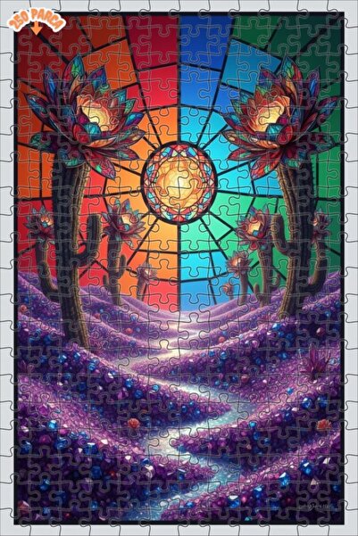 Teona Ahşap لغز خشبي ملون بإطار مزدوج الطبقات على شكل صحراء الصبار 250 قطعة 3...