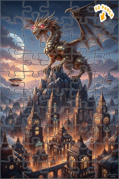 Teona Ahşap لغز خشبي بإطار مزدوج الطبقات من ميكانيكال دراجون ستيمبانك سيتي 50...