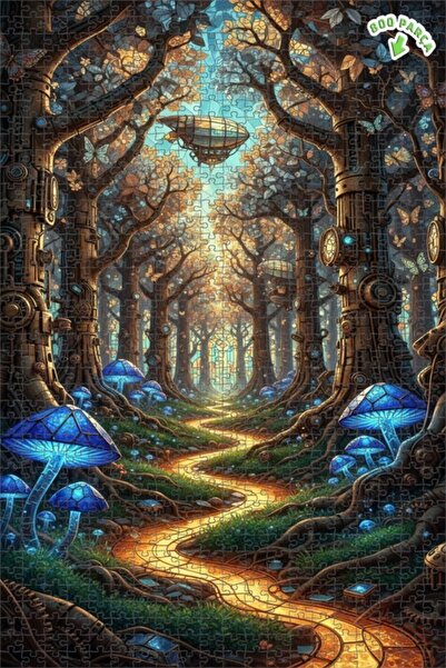 Teona Ahşap لغز خشبي مؤطر بطبقتين من فن الغابة البخارية الغامضة 800 قطعة 70x50