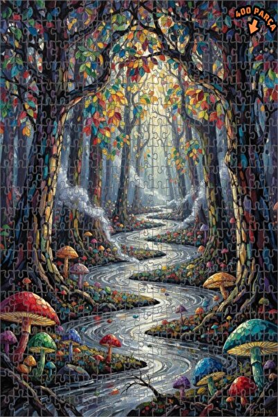 Teona Ahşap لغز خشبي فني بمظهر لوحة زيتية لجبل الغابة السحرية 400 قطعة 35×35