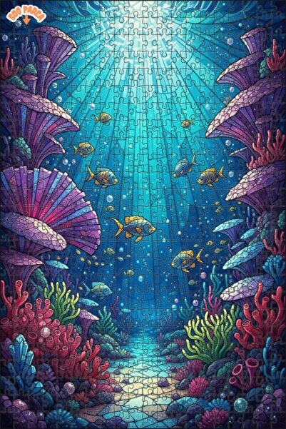 Teona Ahşap لغز خشبي مؤطر بطبقتين لفن الفسيفساء الغامض تحت البحر 500 قطعة 50x30