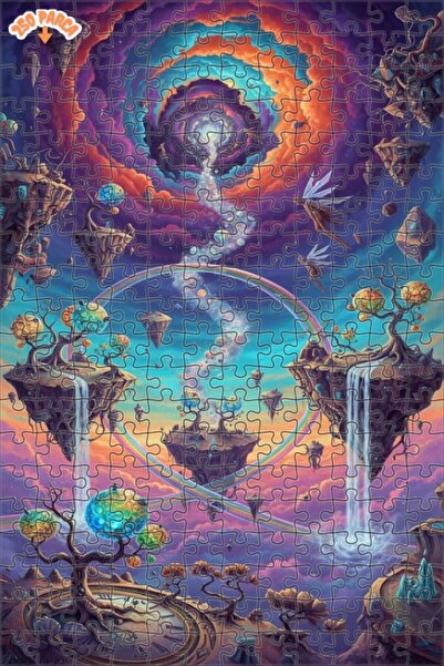 Teona Ahşap لغز فني بمظهر لوحة زيتية لسماء سحرية من أرضيات غامضة، 250 قطعة، 3...